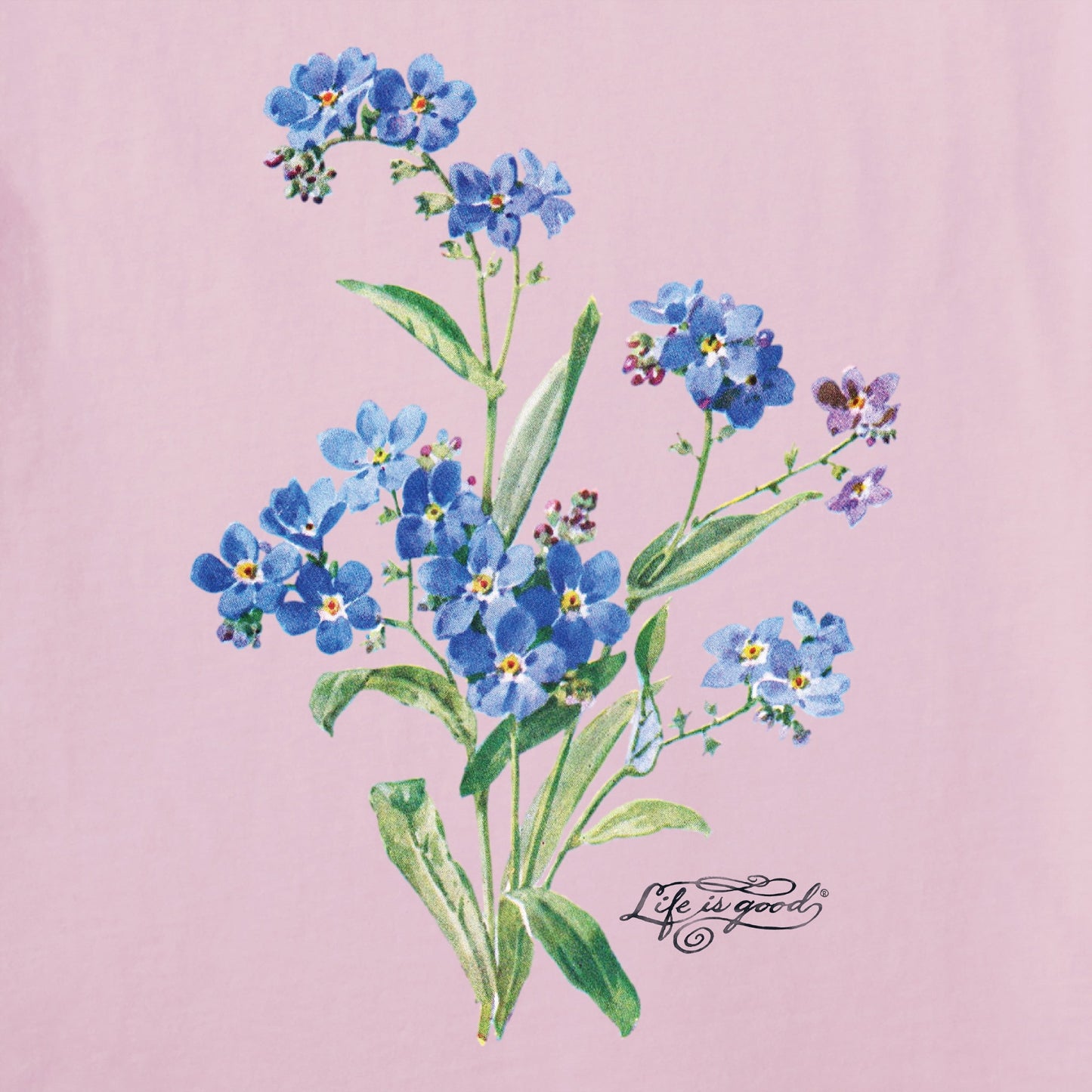 Women's Antique Blue Flowers Short Sleeve Crusher Tee