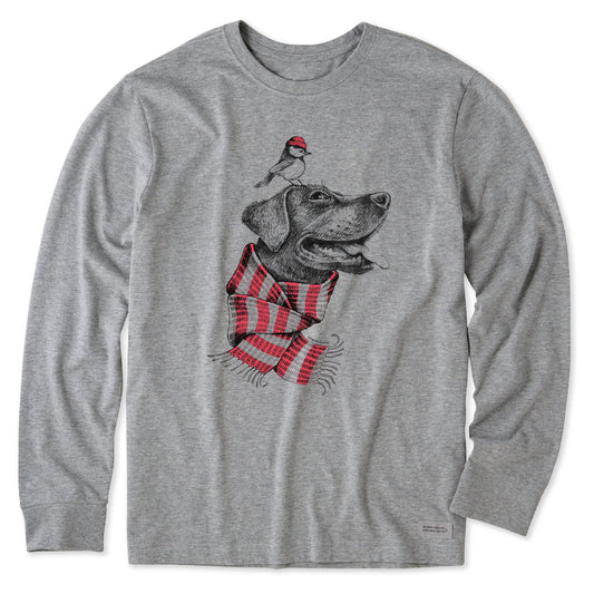 Men's Dog and Bird Buddies Long Sleeve Crusher Tee