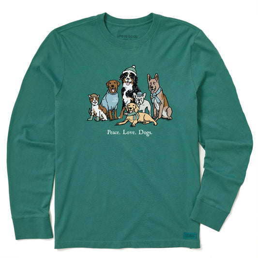 Men's Peace Love Dogs Winter Long Sleeve Crusher Tee