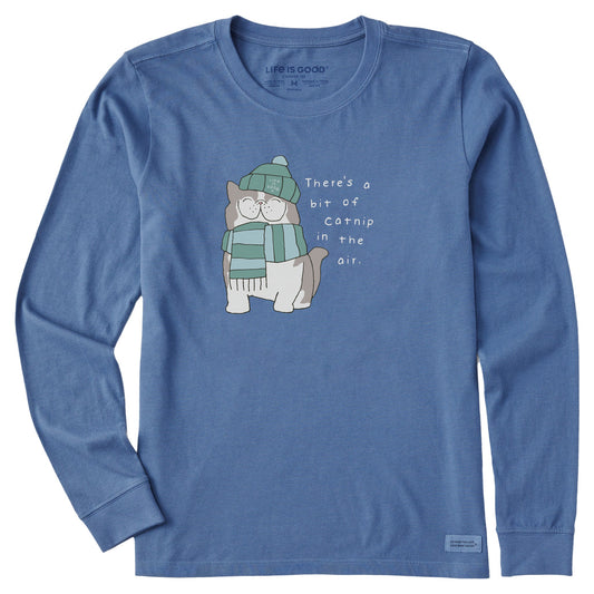 Women's Catnip in the Air Cat Long Sleeve Crusher Tee