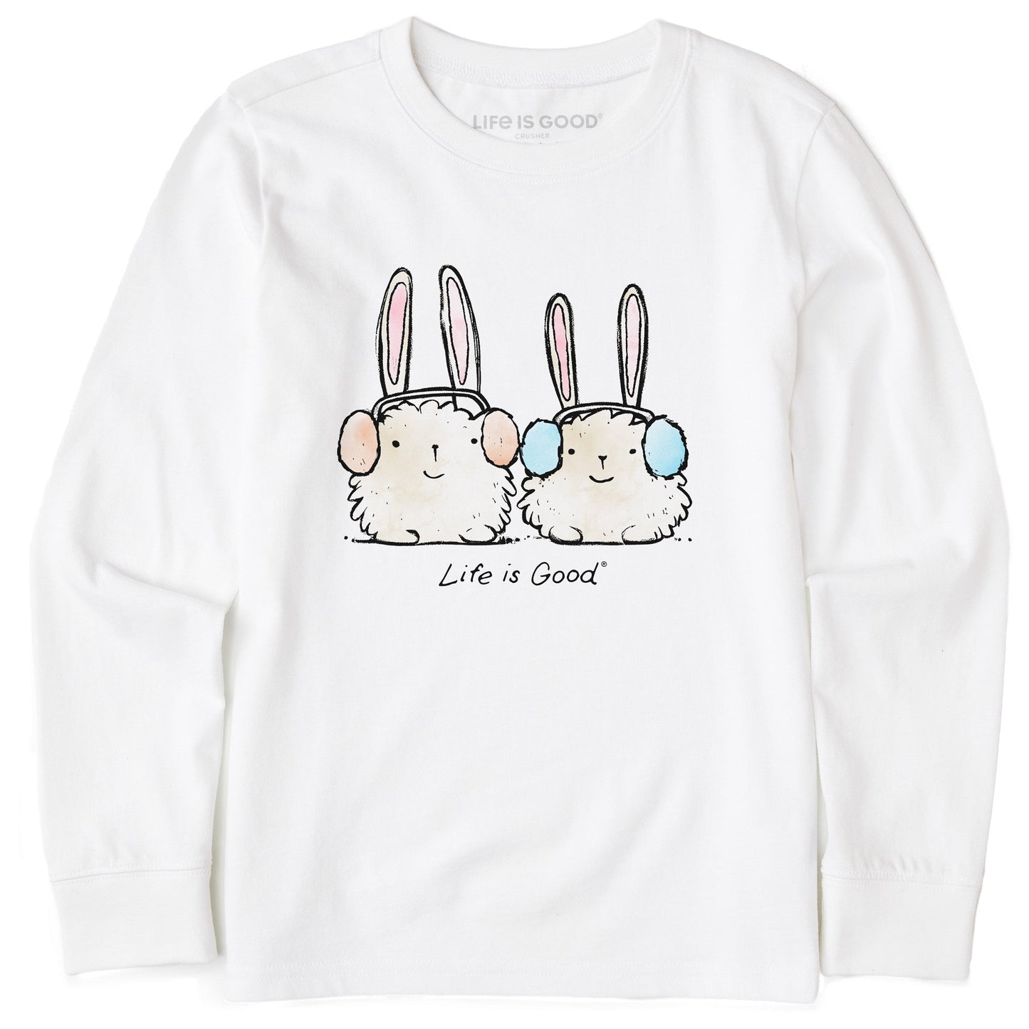 Kids Warmly Dressed Bunnies Long Sleeve Crusher Tee