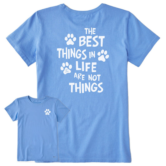 Women's Wordsmith Best Things in Life Paws Short Sleeve Crusher Tee