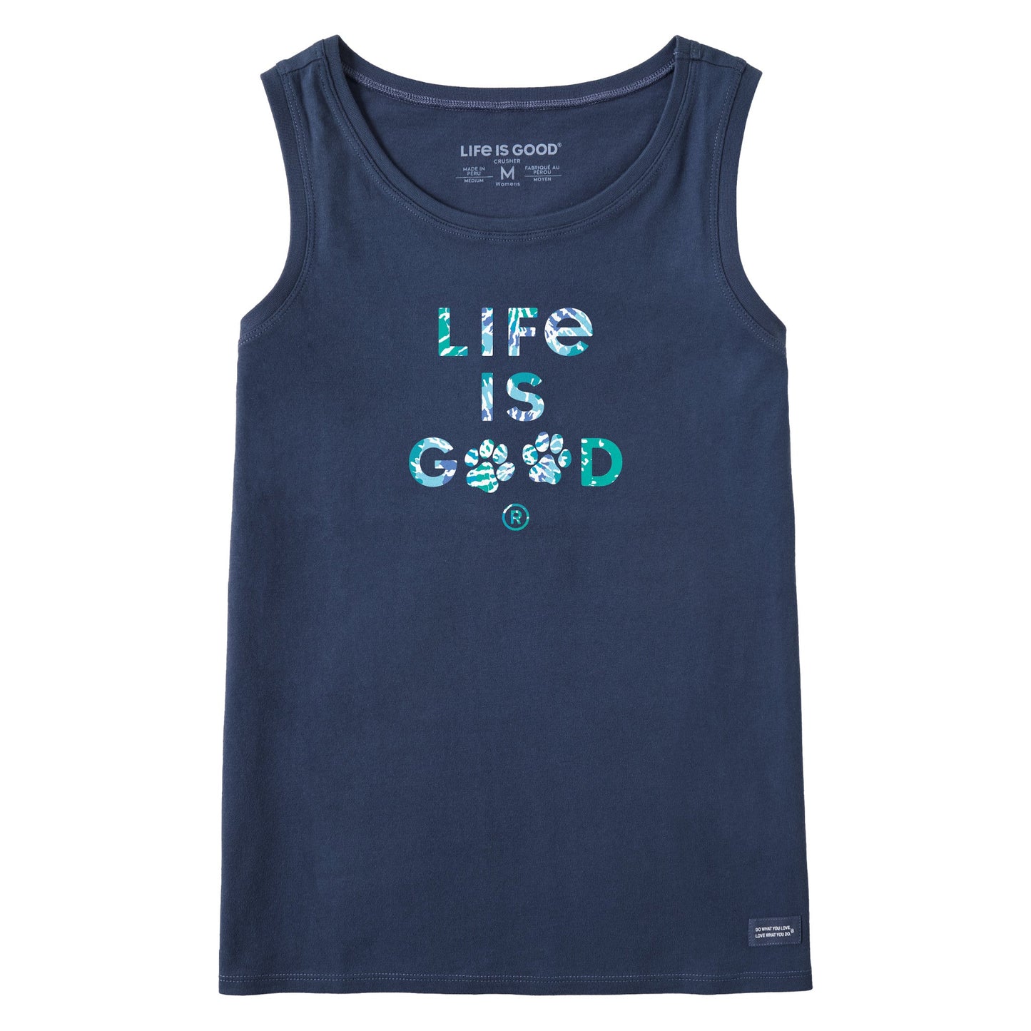 Women's Tie Dye Life is Good Paw Print Crusher Tank