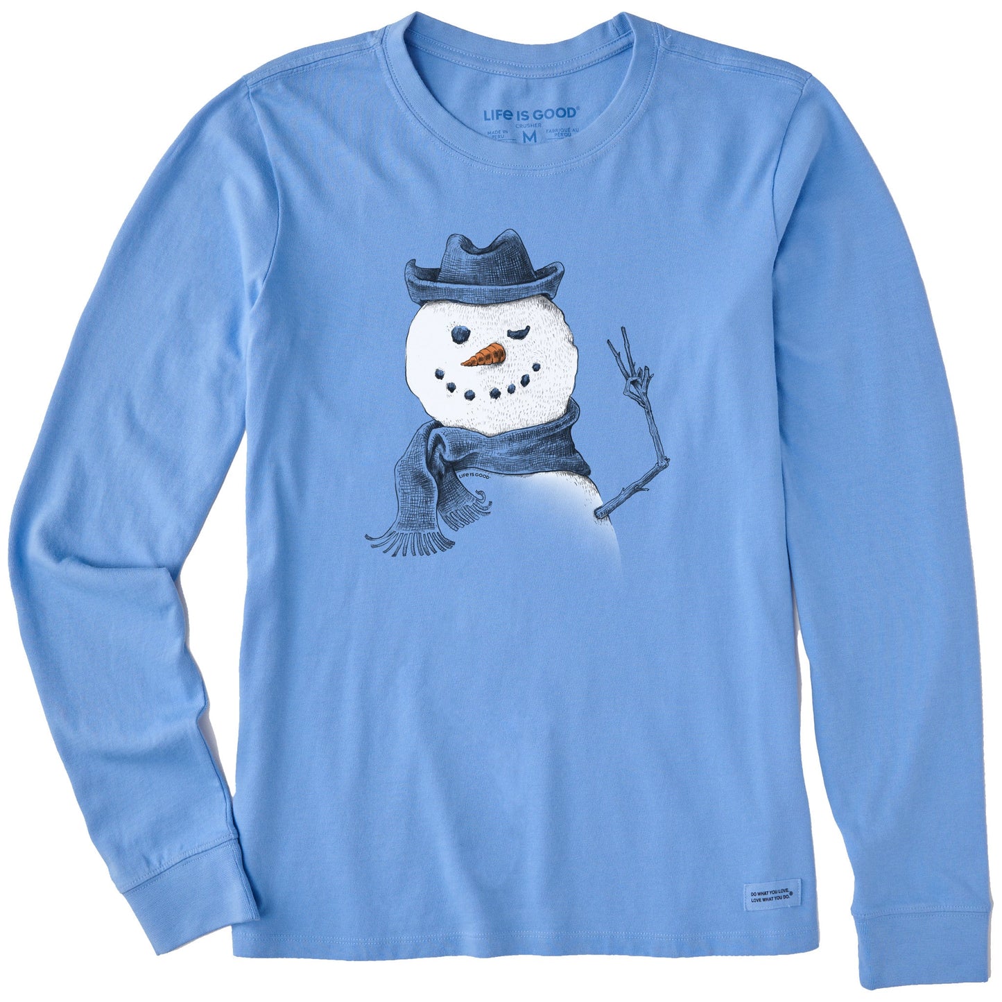 Women's Snowman Peace Sign Long Sleeve Crusher Tee