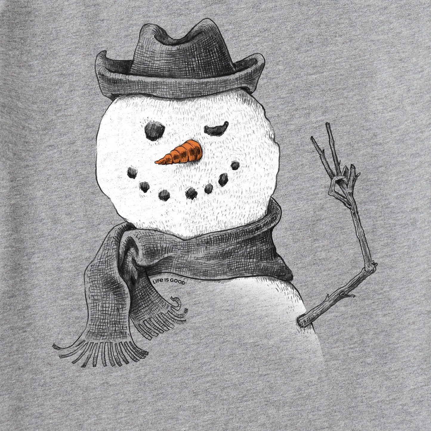 Women's Snowman Peace Sign Long Sleeve Crusher Vee