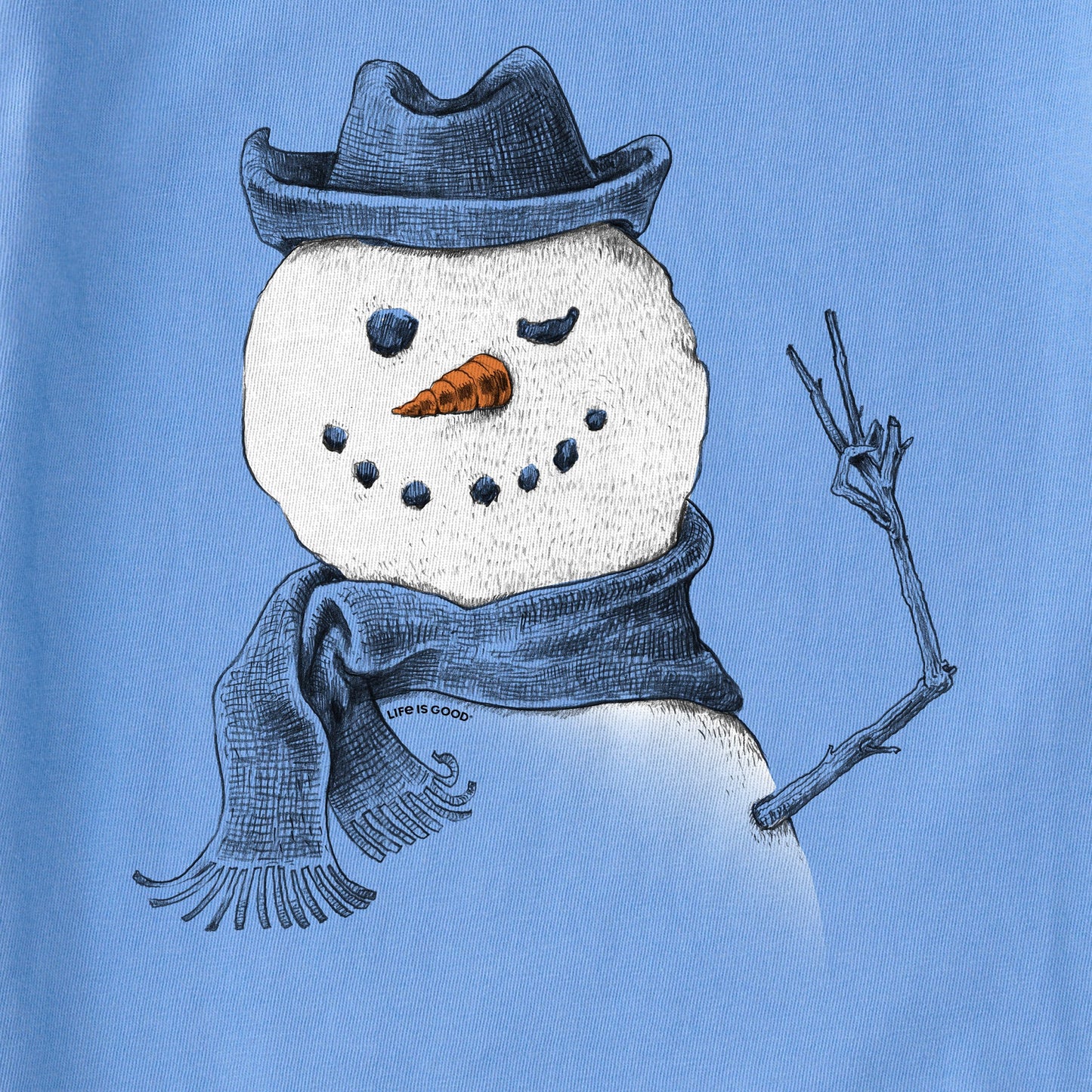 Women's Snowman Peace Sign Long Sleeve Crusher Vee