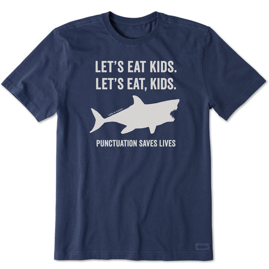 Men's Let's Eat, Kids Shark Short Sleeve Crusher Tee
