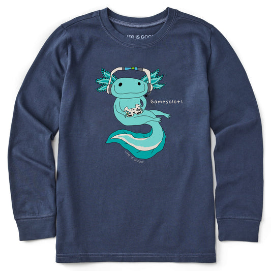 Kids Gamesolotl Long Sleeve Crusher Tee