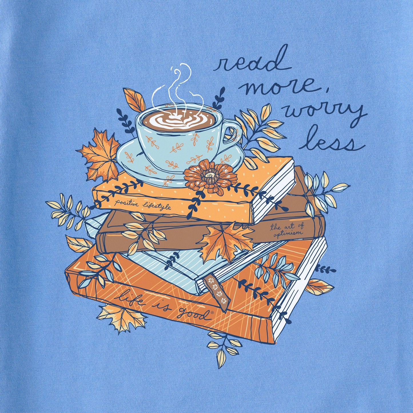 Women's Fall Books and Coffee Short Sleeve Crusher Tee