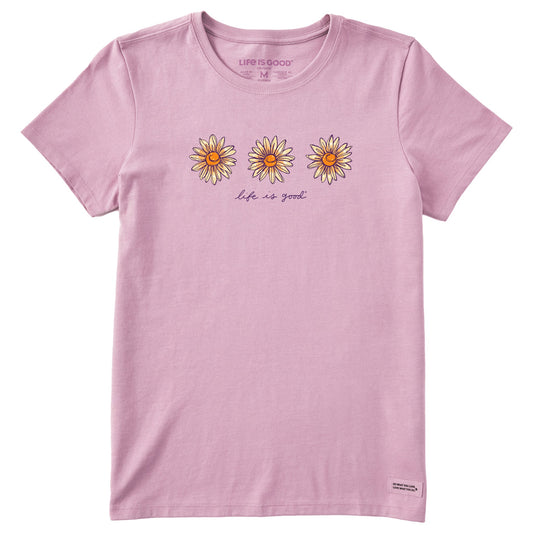 Women's Realaxed 3 Daisies Short Sleeve Crusher Tee