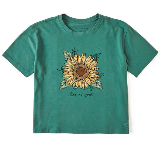 Women's Realaxed Sunflower Short Sleeve Crusher Boxy Tee