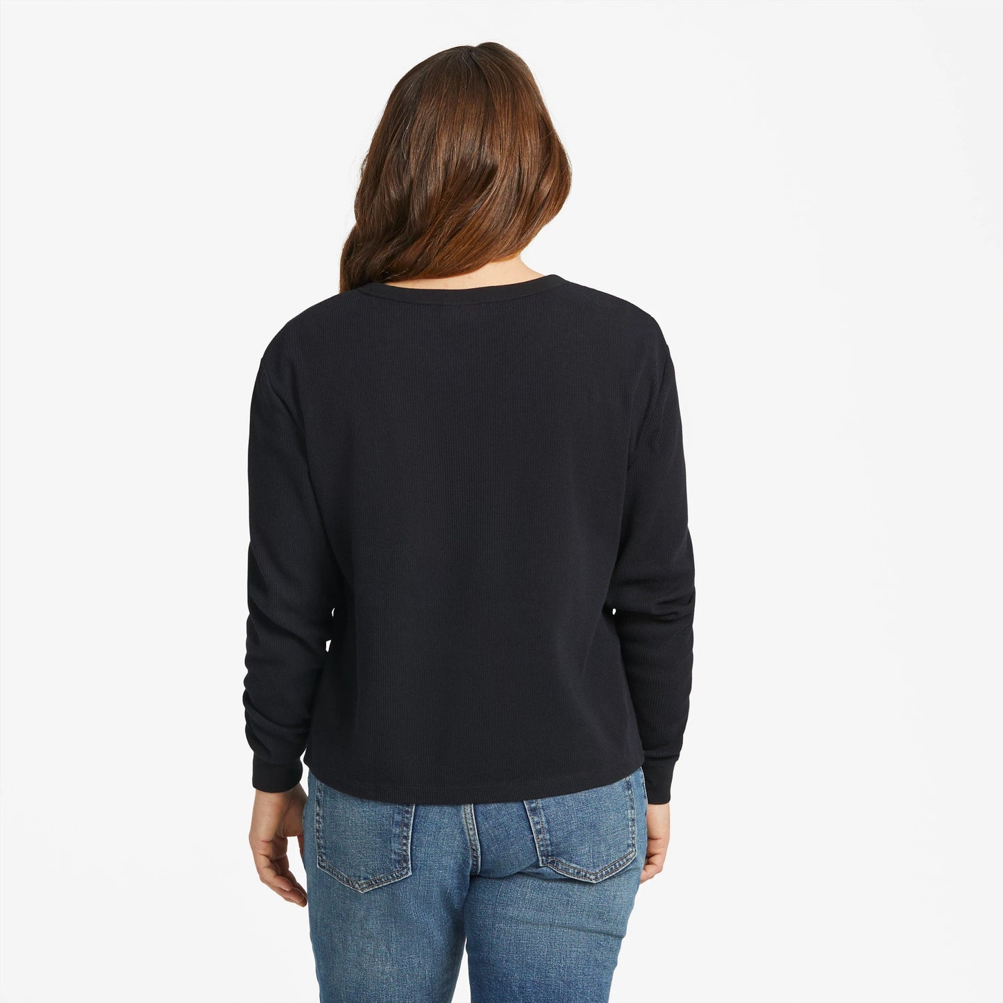 Women's Solid Thermal Boxy Henley