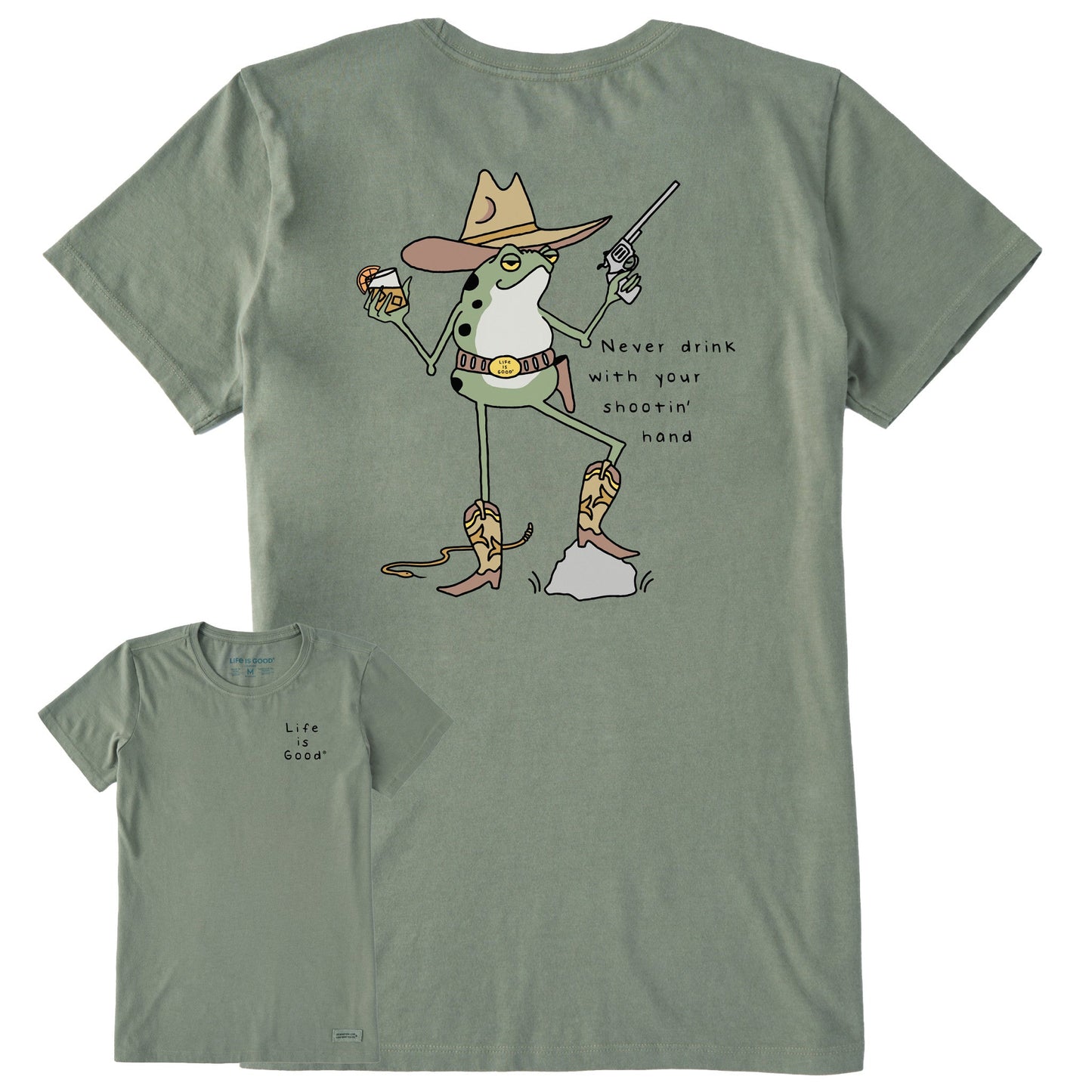 Women's Never Drink Cowboy Frog Short Sleeve Crusher Tee