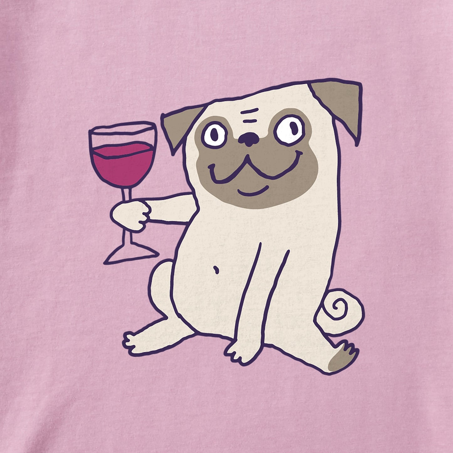 Women's Pug With Wine Short Sleeve Crusher Tee