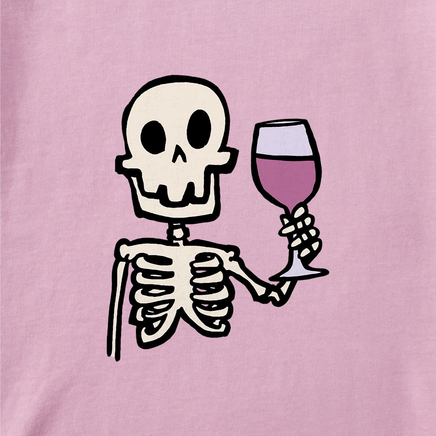 Women's Skeleton with Wine Short Sleeve Crusher Boxy Tee