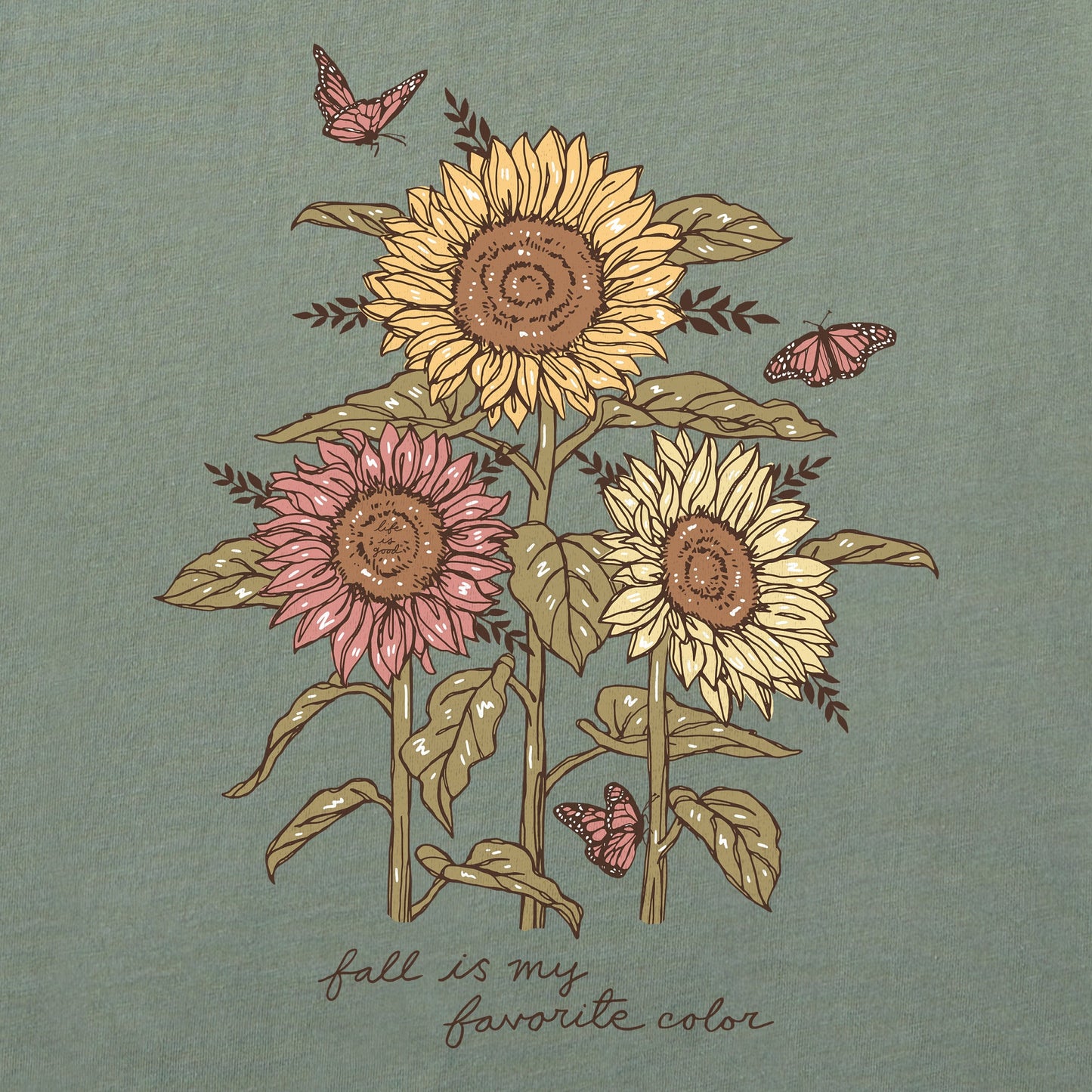 Women's Fall is my Favorite Sunflowers Short Sleeve Crusher Vee