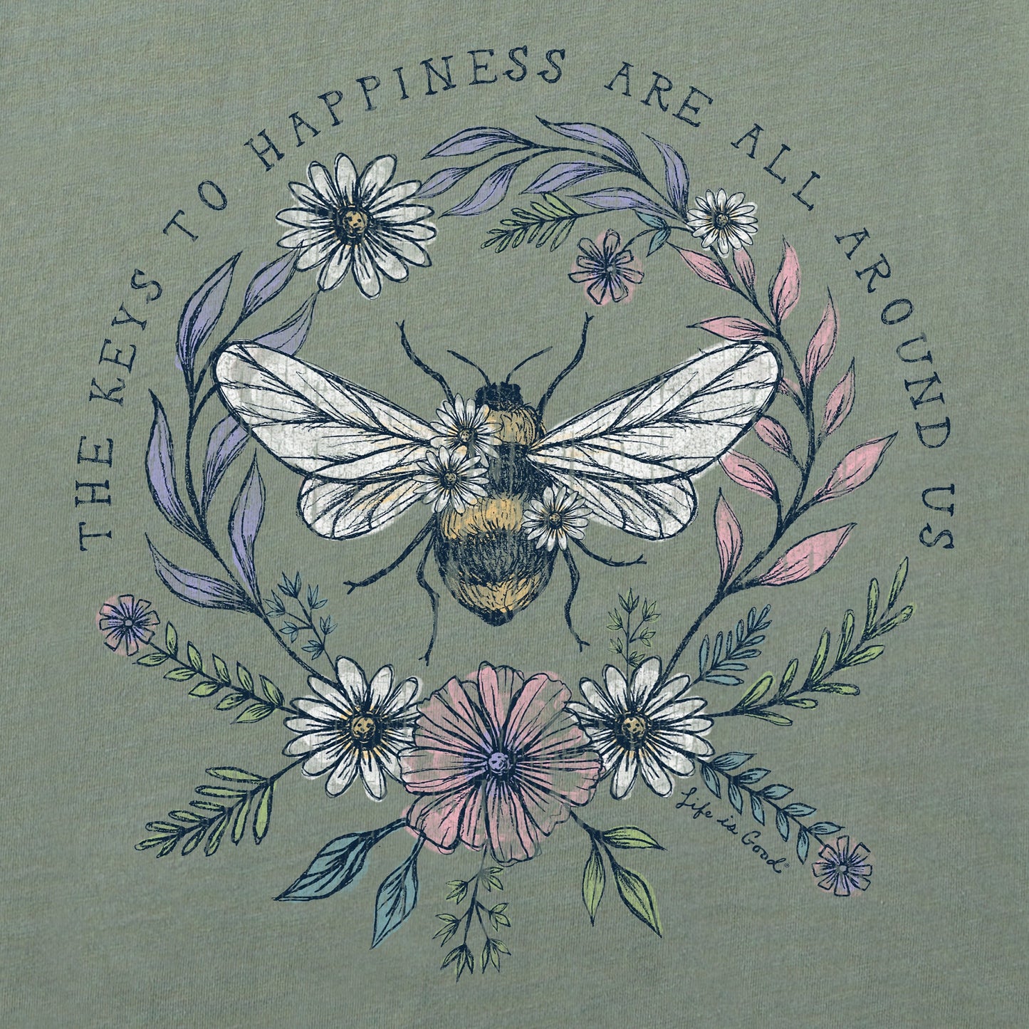 Women's Bee Happiness All Around Short Sleeve Crusher Vee
