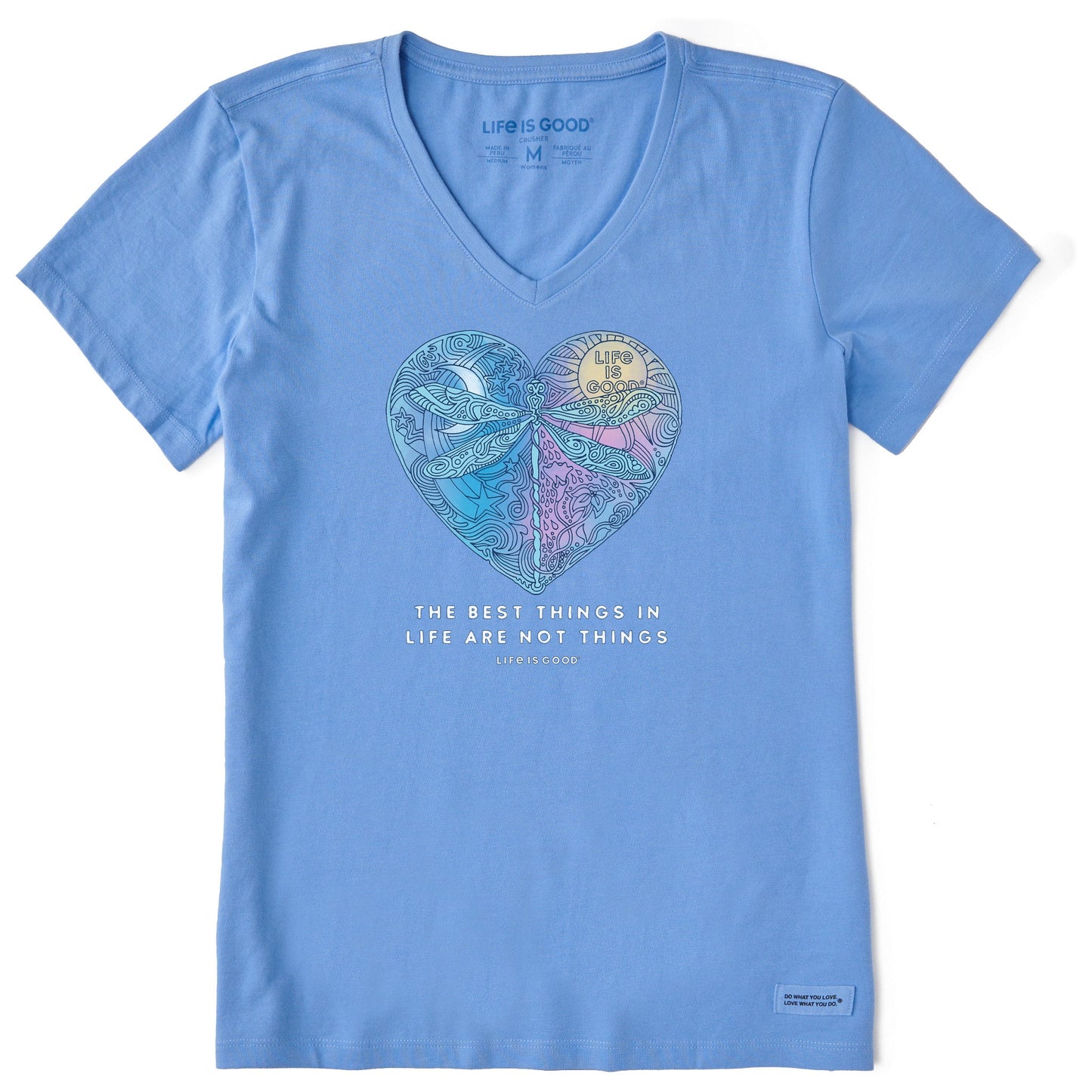 Women's Best Things Dragonfly Heart Short Sleeve Crusher Vee