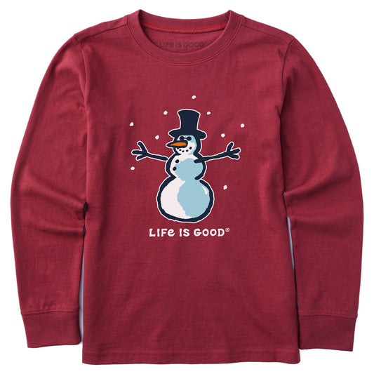 Kids 3D Snowman Long Sleeve Crusher Tee