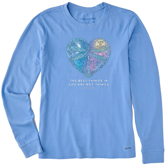 Women's Best Things Dragonfly Heart Long Sleeve Crusher Tee