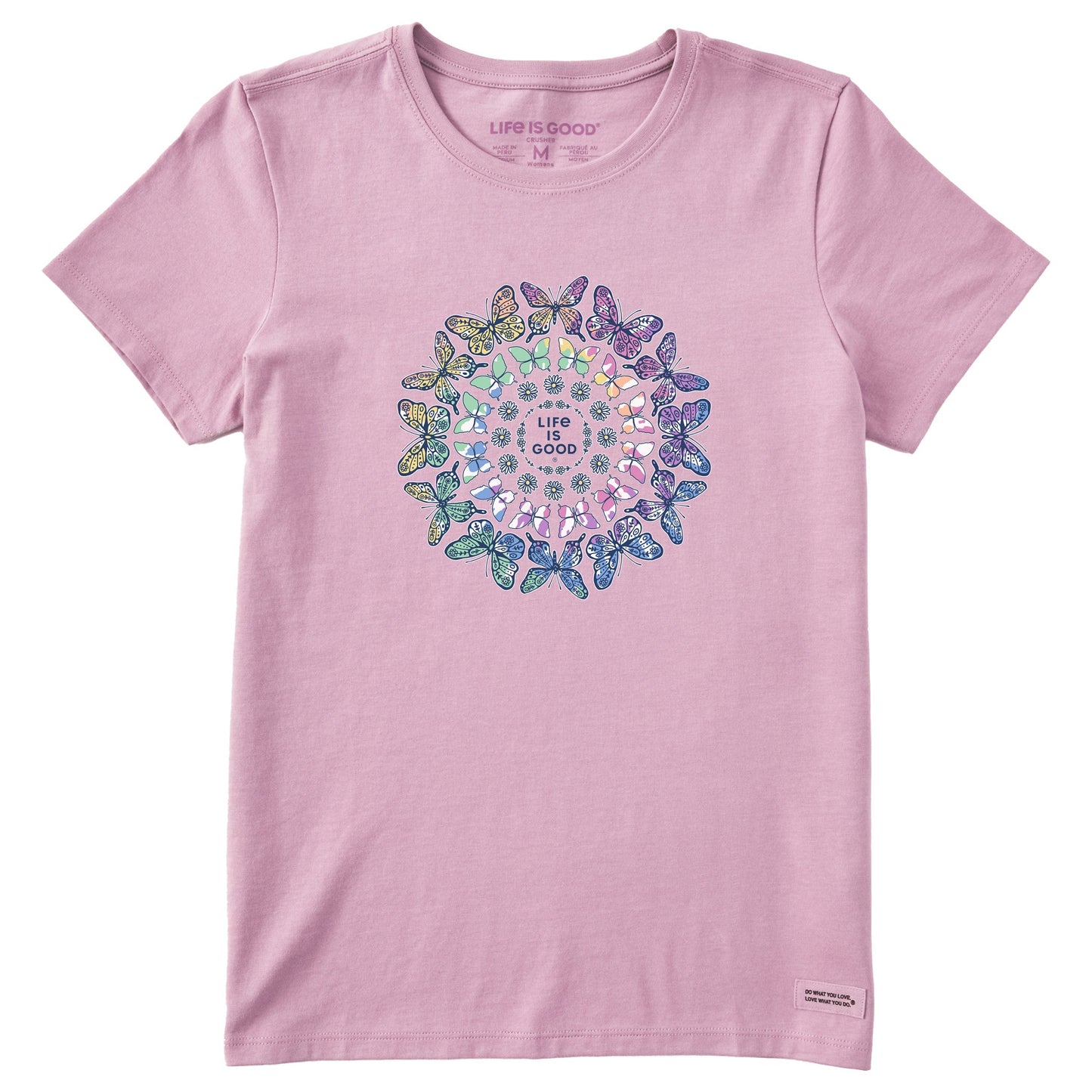 Women's Tie Dye Butterfly Daisy Mandala Short Sleeve Tee