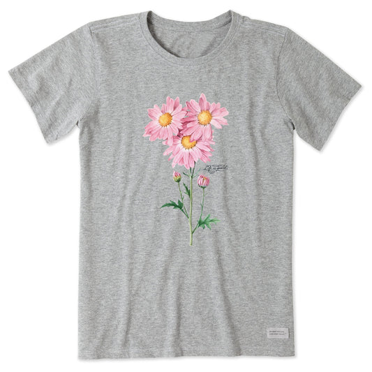 Women's Antique Pink Flowers Short Sleeve Tee