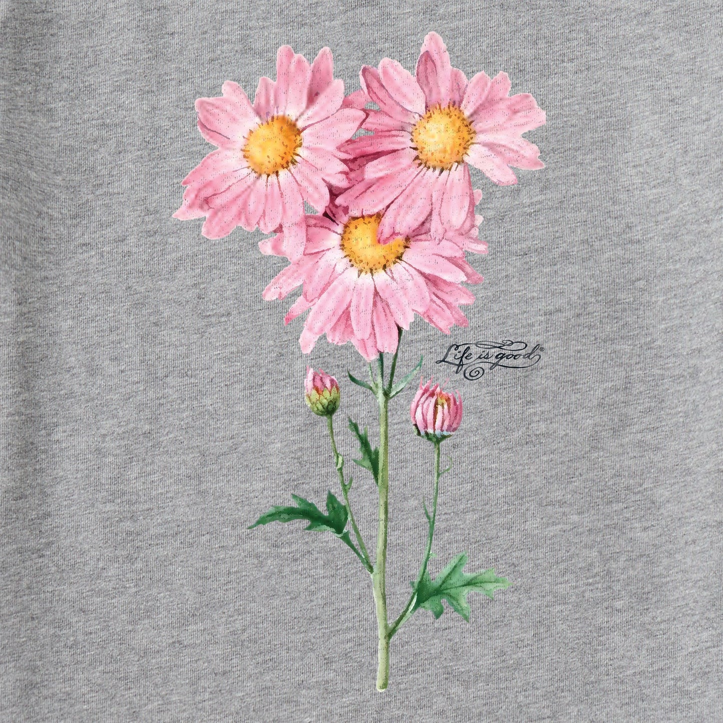 Women's Antique Pink Flowers Short Sleeve Tee