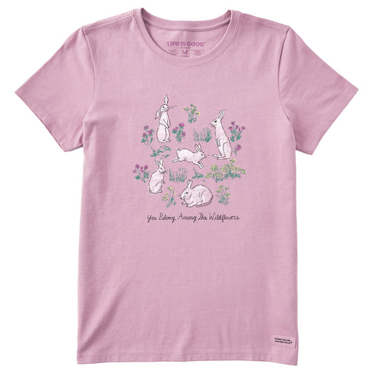 Women's Wildflower Bunnies Short Sleeve Crusher Tee