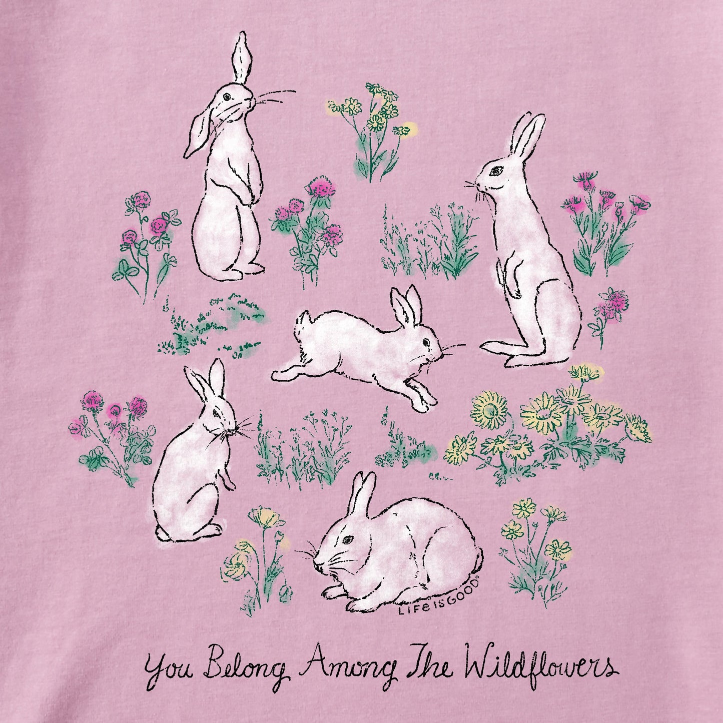 Women's Wildflower Bunnies Short Sleeve Crusher Tee