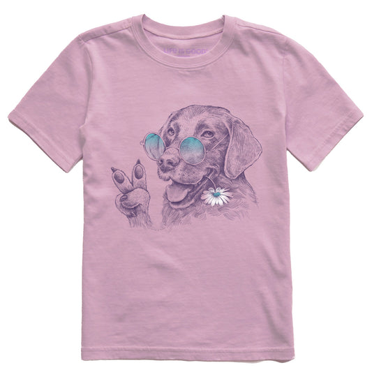 Kids Peaceful Hippie Hound w Daisy Short Sleeve Crusher Tee