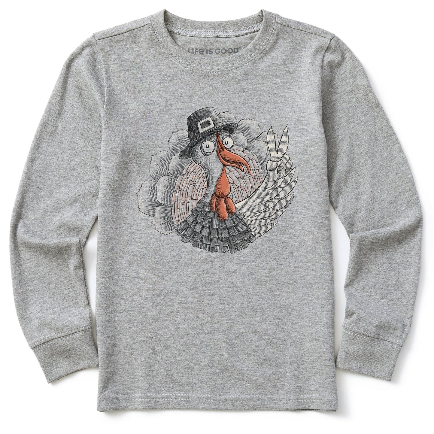 Kids Peaceful Turkey Long Sleeve Crusher Tee