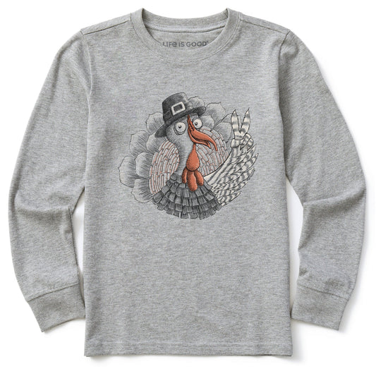 Kids Peaceful Turkey Long Sleeve Crusher Tee