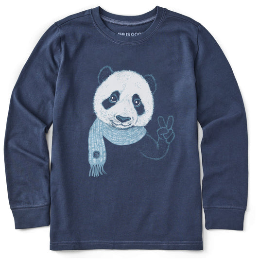 Kids Peaceful Panda Long Sleeve Crusher Tee
