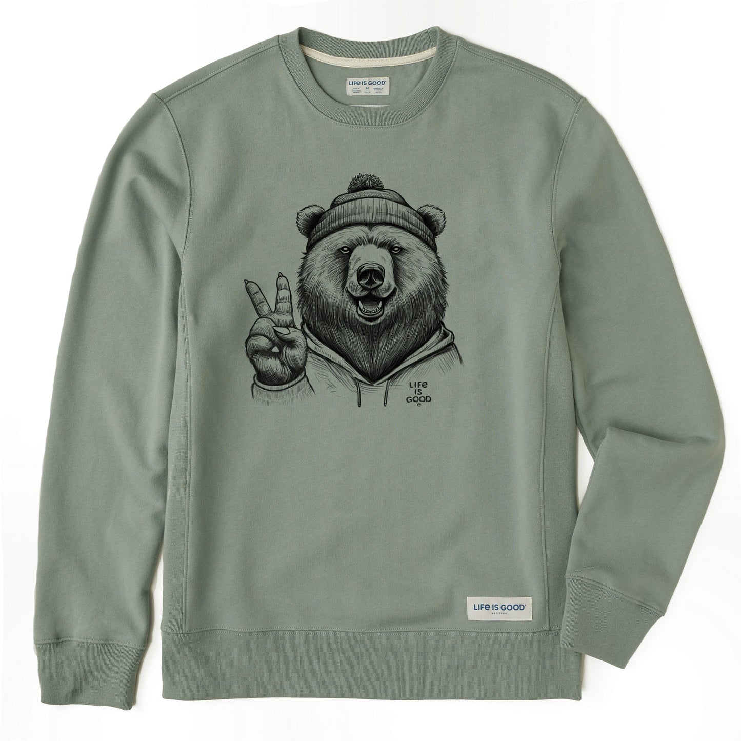 Men's Peaceful Grizzly Simply True Fleece Crew