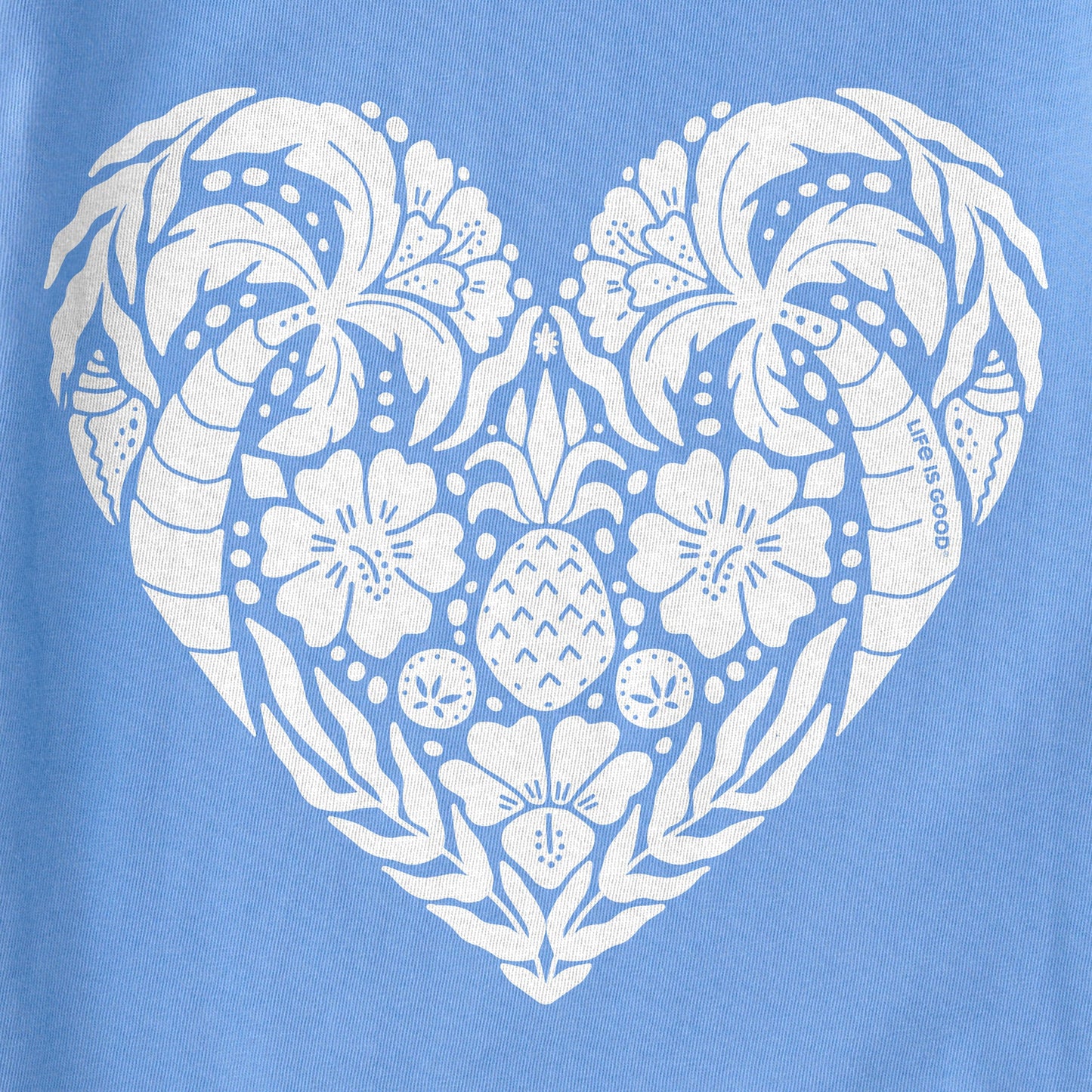 Women's Beach Design Heart Short Sleeve Crusher Vee