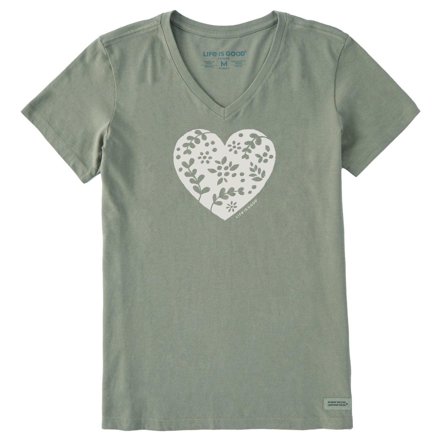 Women's Woodcut Heart Short Sleeve Crusher Vee