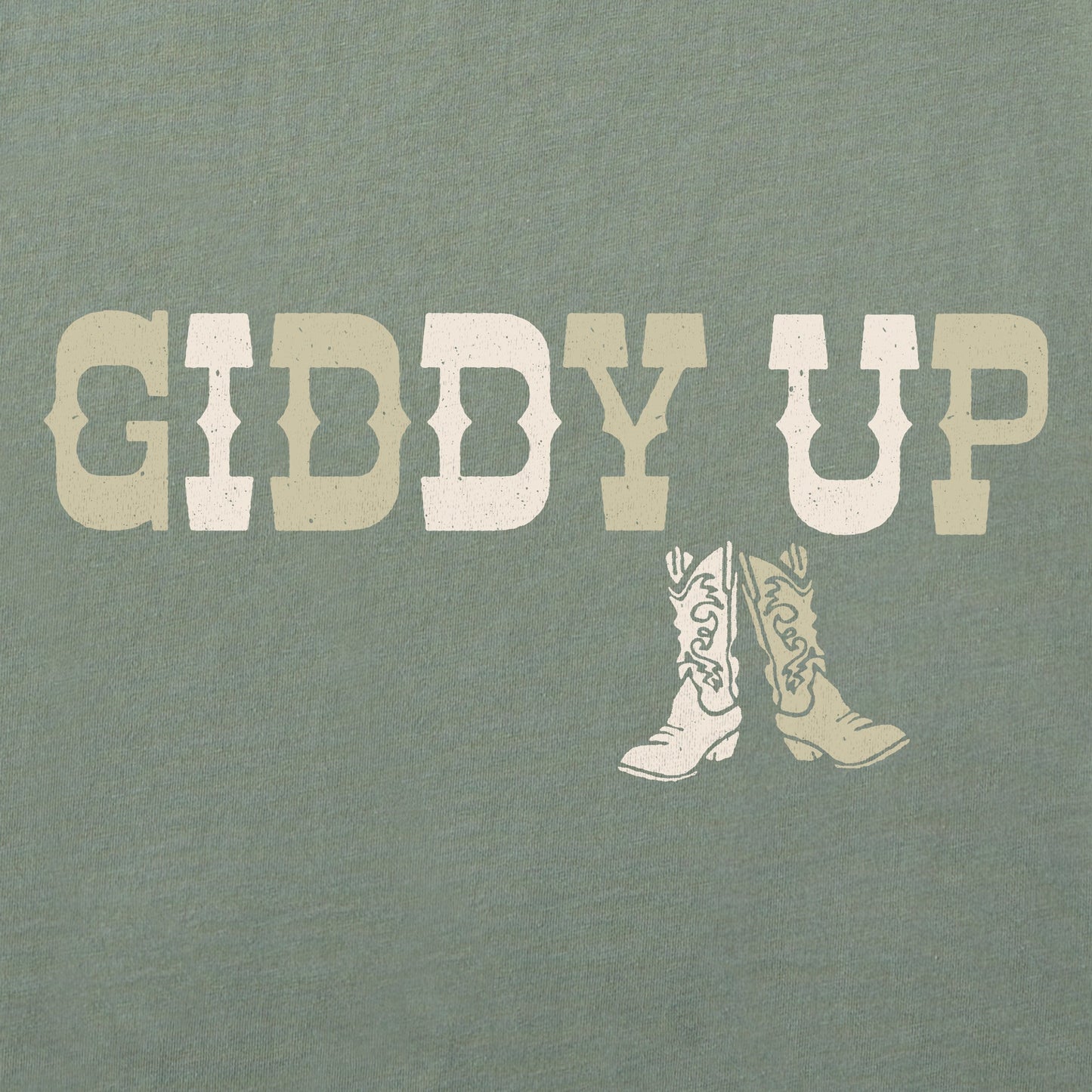 Women's Woodcut Giddy up Boots Short Sleeve Crusher Boxy Tee