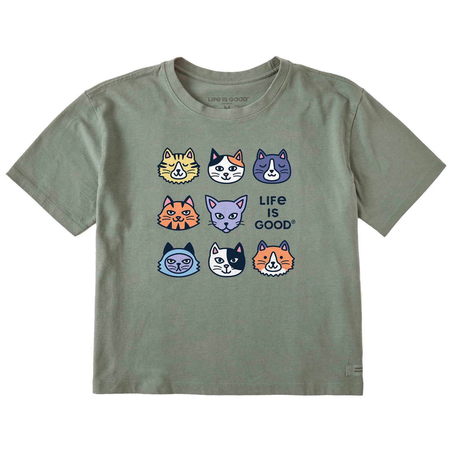 Women's Cute Cats Short Sleeve Crusher Boxy Tee