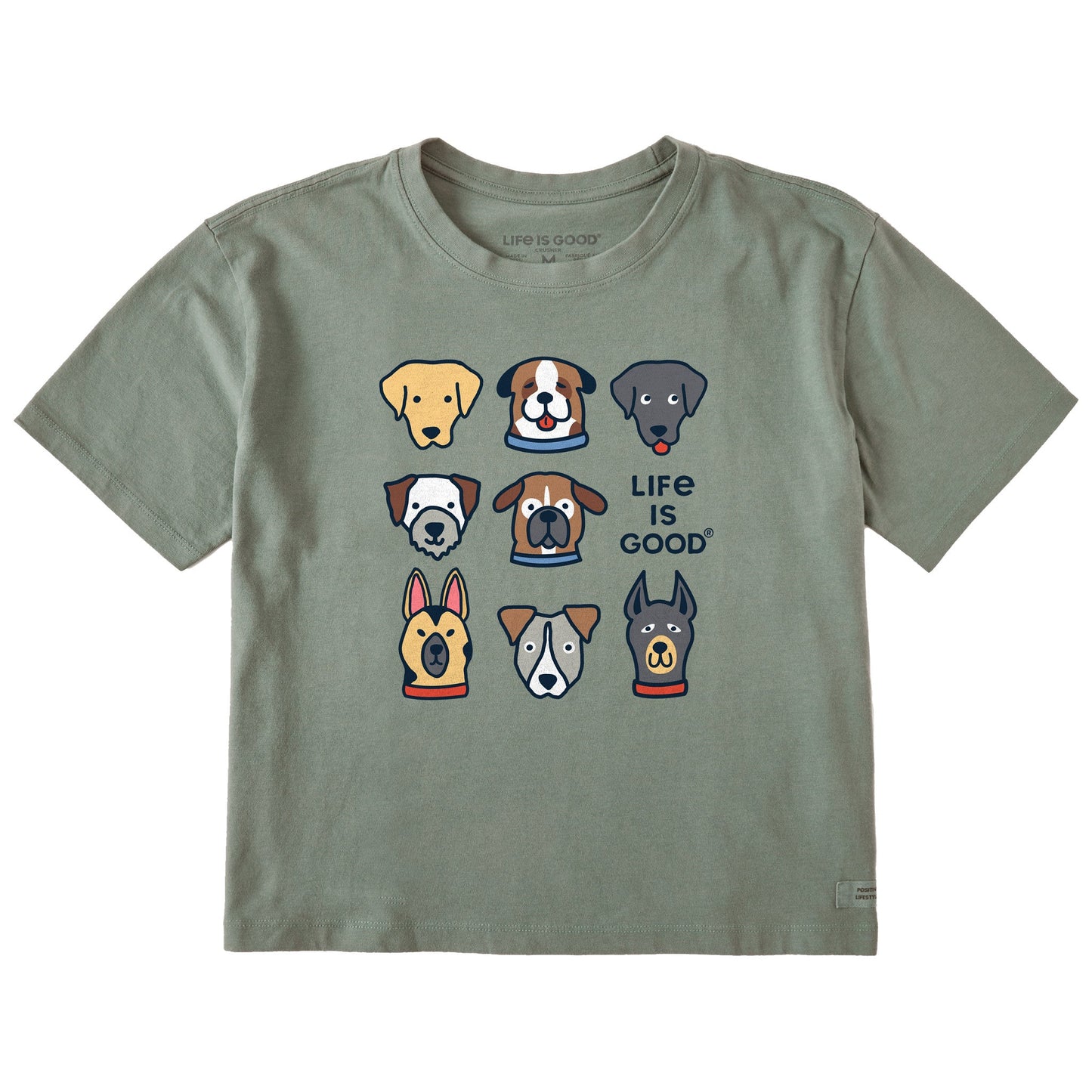 Women's Cute Dogs Short Sleeve Crusher Boxy Tee