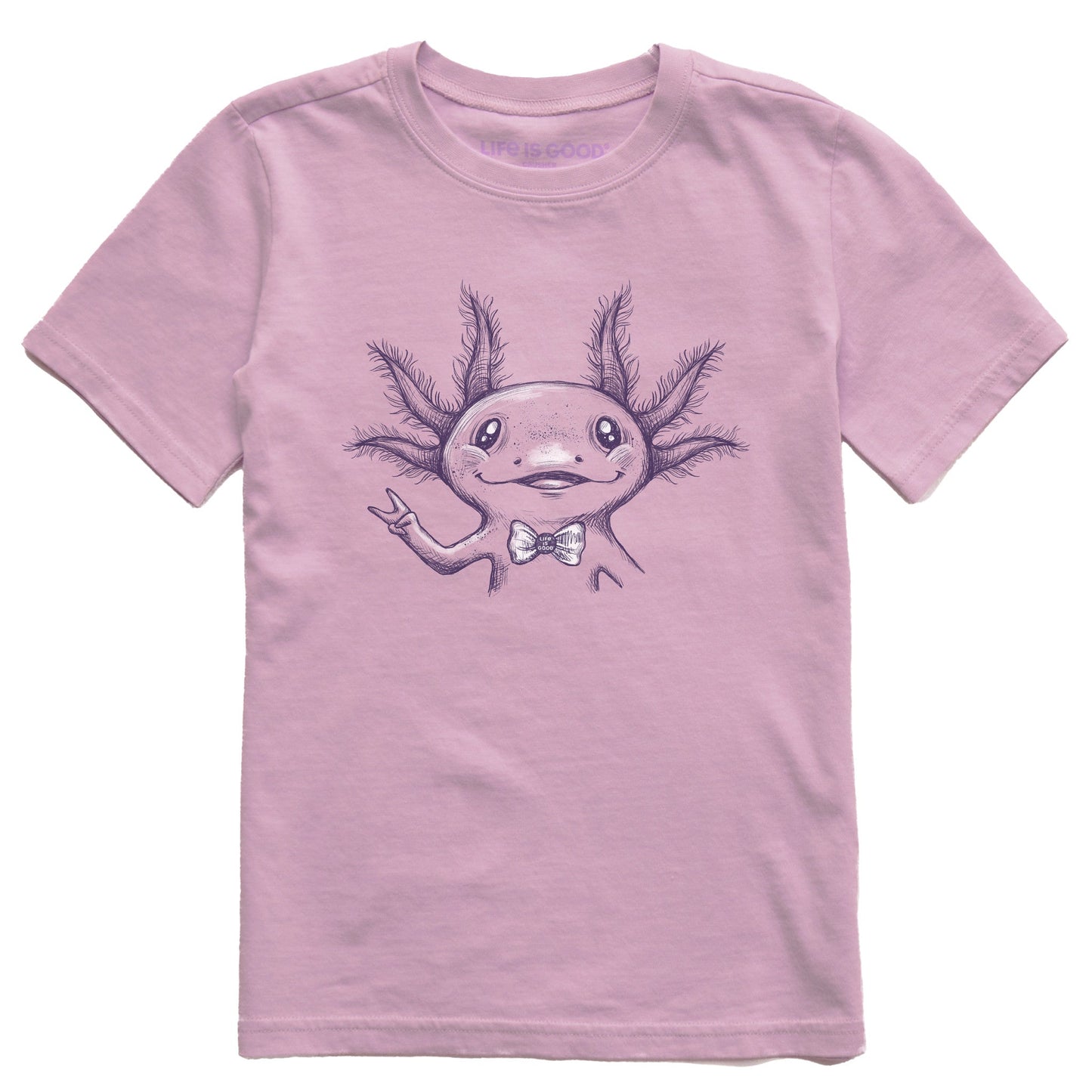 Kids Peaceful Axoltl Short Sleeve Crusher Tee