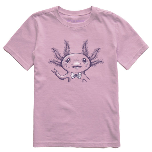 Kids Peaceful Axoltl Short Sleeve Crusher Tee