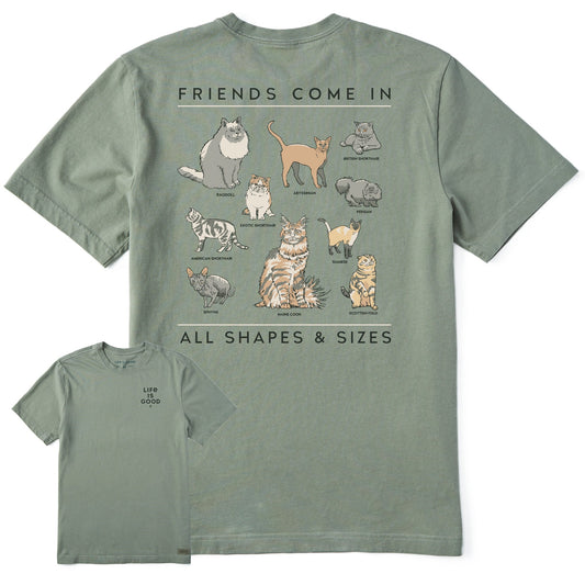 Men's Cat Friends Shapes & Sizes Short Sleeve Tee