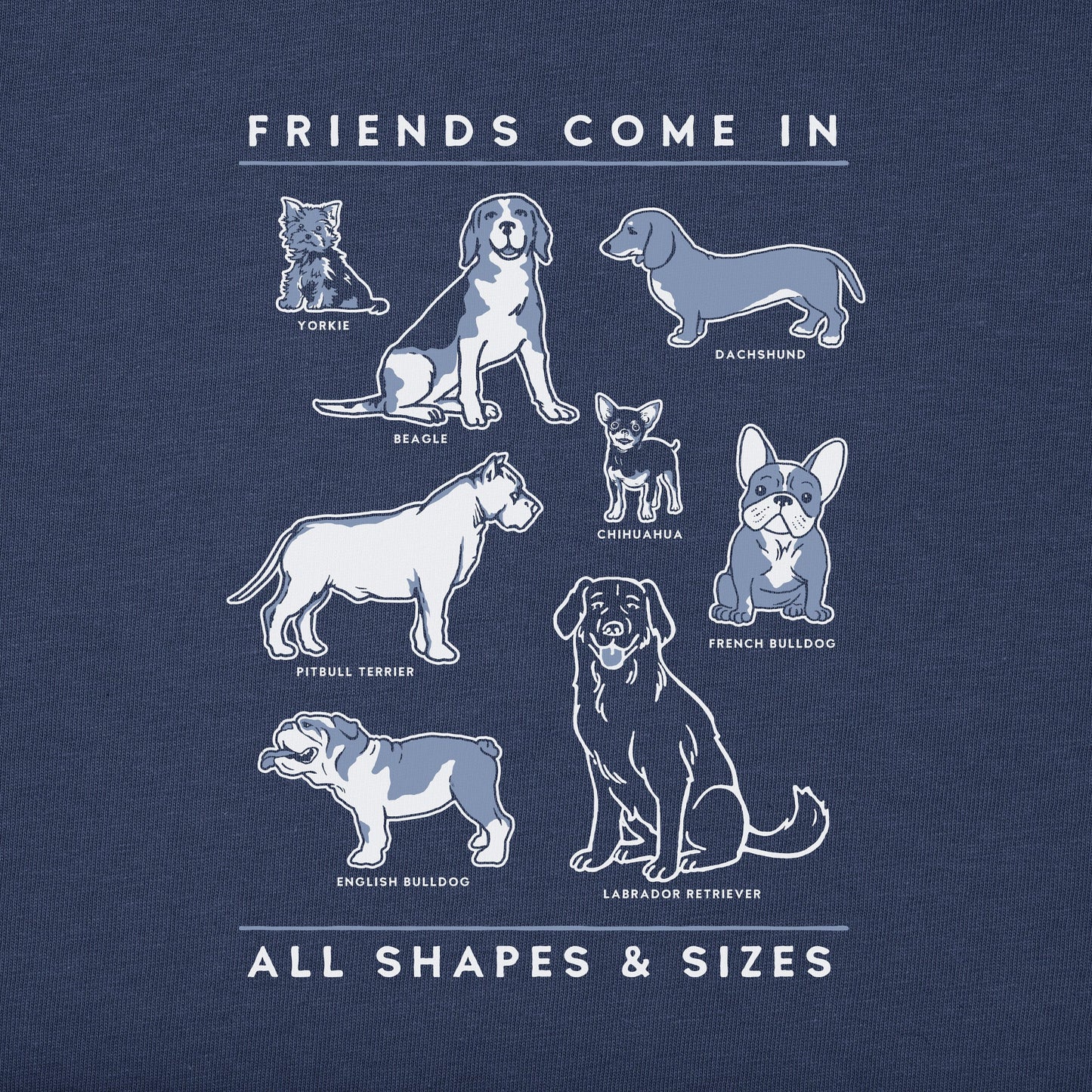 Men's Dog Friends Shapes & Sizes Short Sleeve Tee