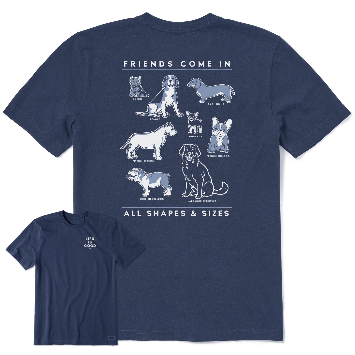 Men's Dog Friends Shapes & Sizes Short Sleeve Tee