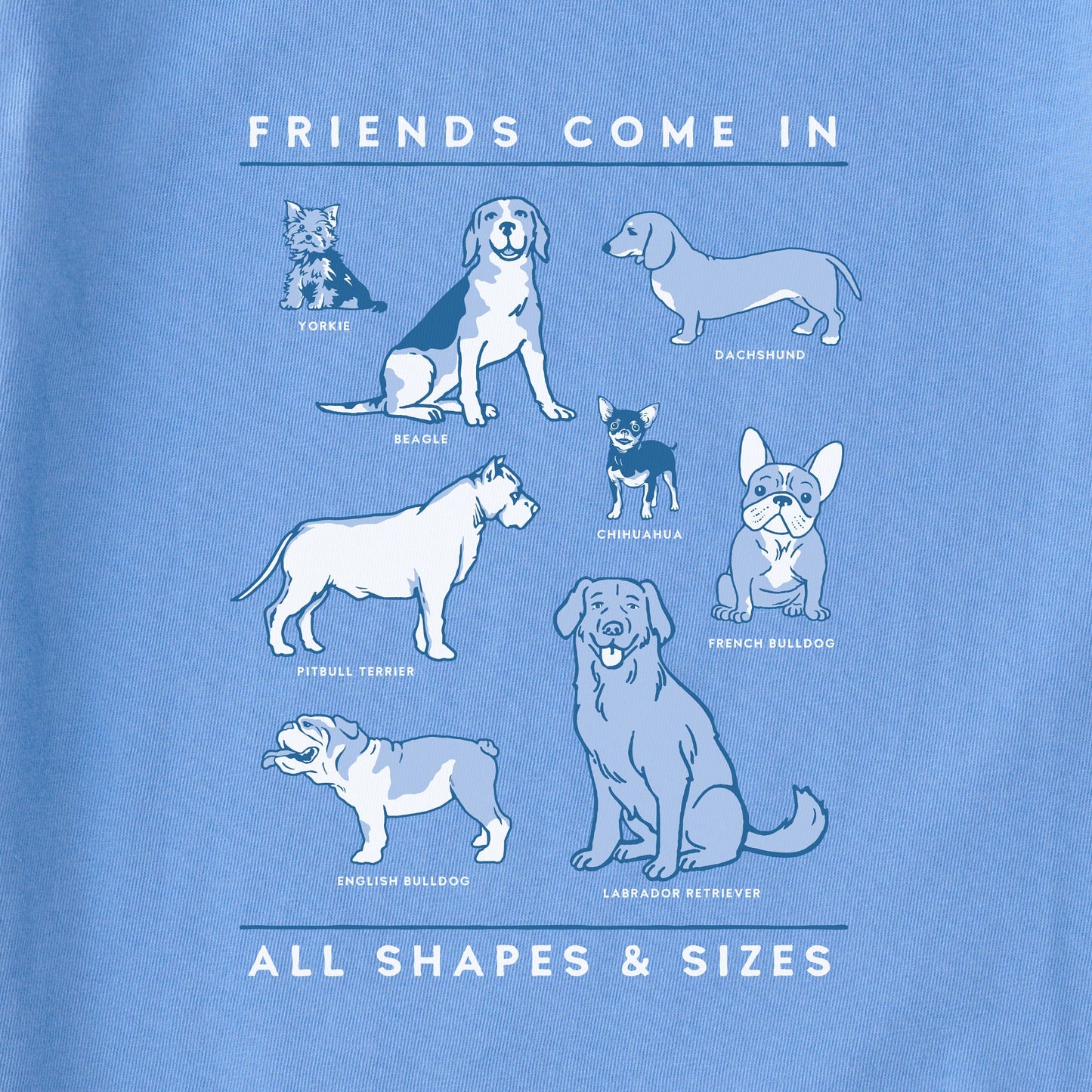 Women's Dog Friends Shapes & Sizes Short Sleeve Tee