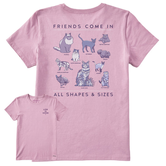 Women's Cat Friends Shapes & Sizes Short Sleeve Tee