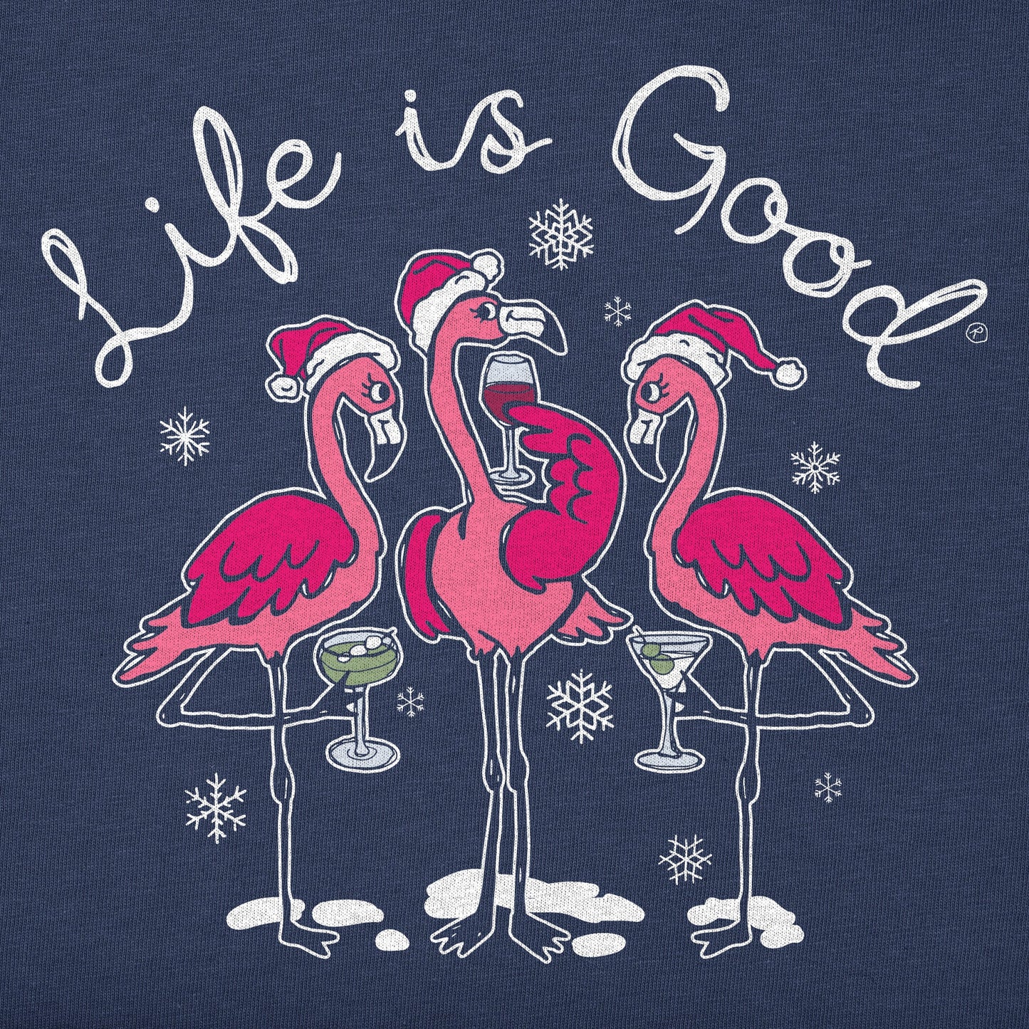 Women's Flamingo Holiday Cocktails Long Sleeve Crusher Tee