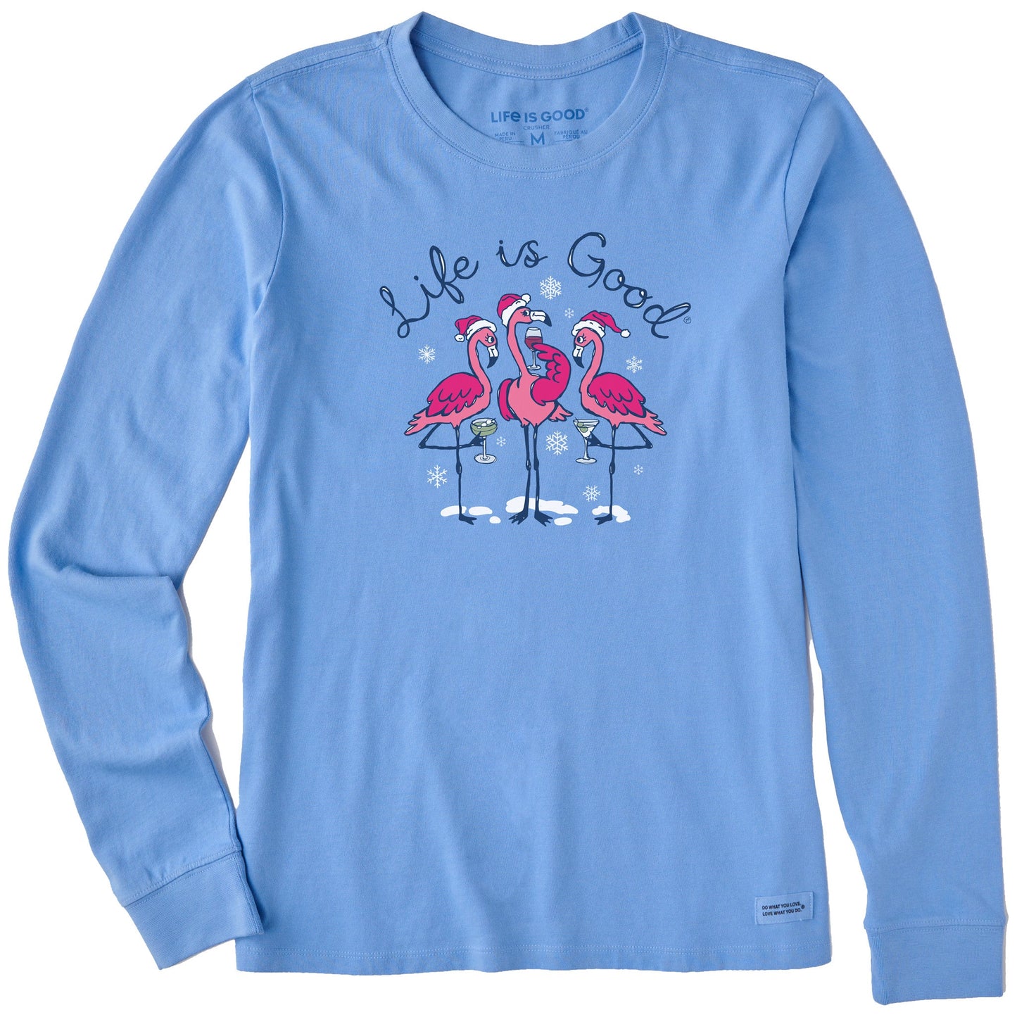 Women's Flamingo Holiday Cocktails Long Sleeve Crusher Tee