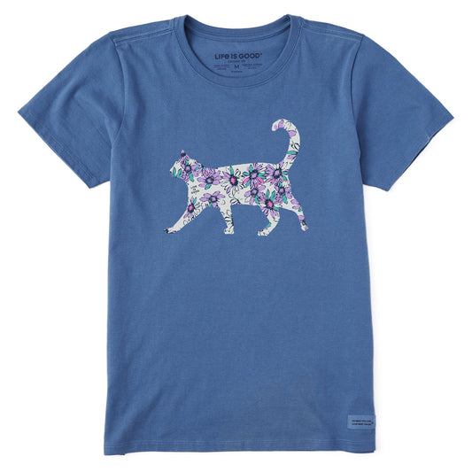 Women's Flower Cat Short Sleeve Crusher Tee