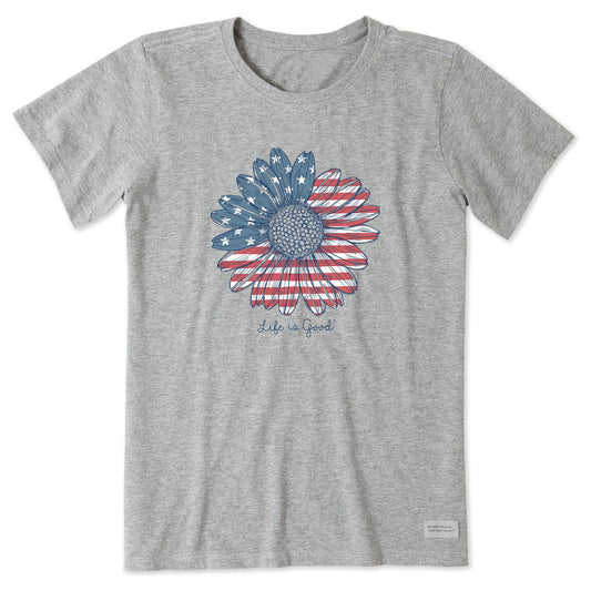 Women's American Flag Daisy Short Sleeve Crusher Tee